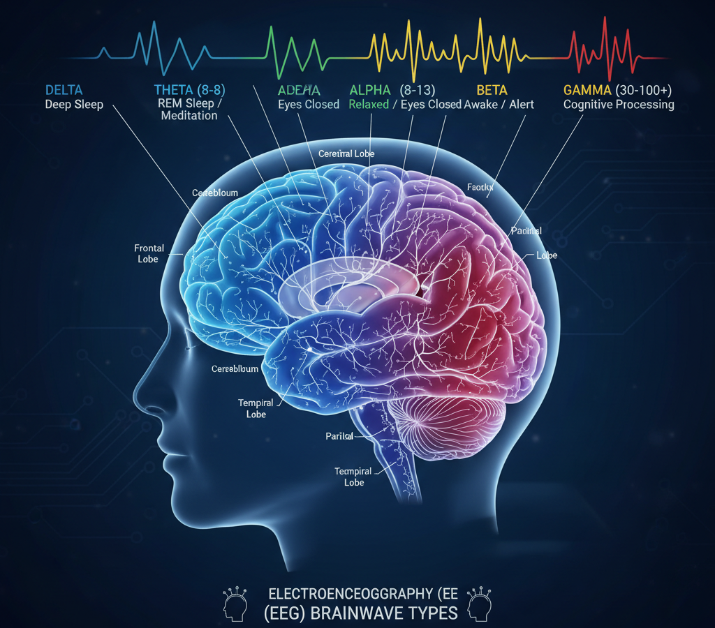 Quantitative EEG brain map highlighting regions of brain activity